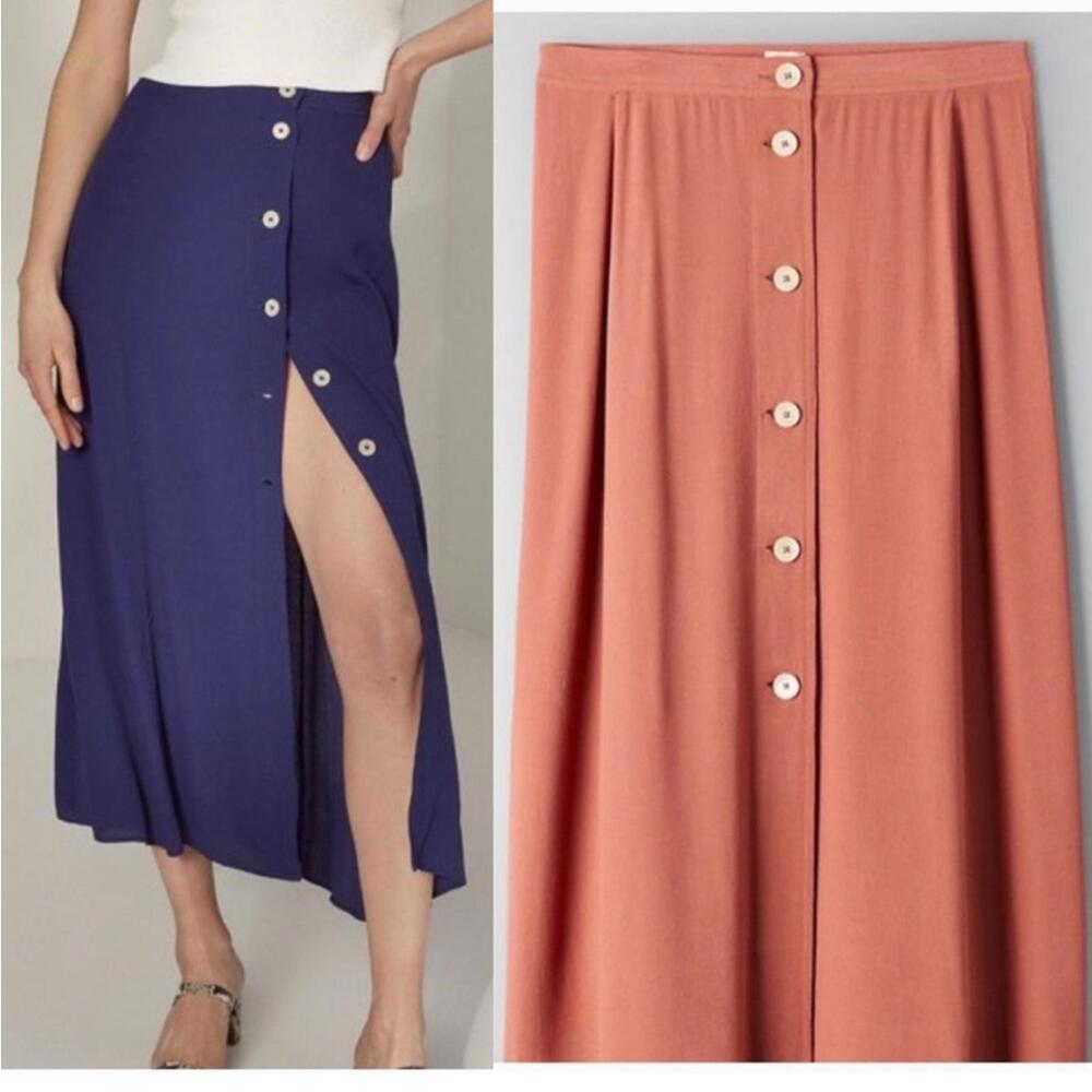 Aritzia Wilfred Amelie Button Front A-Line Midi Skirt